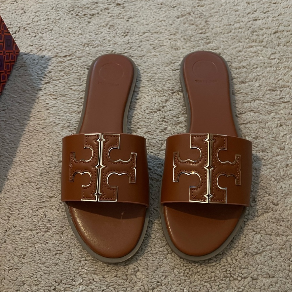 Tory Burch Brown Slide Sandals